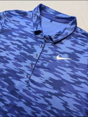 Nike Golf Dri Fit Women's Size M Paramount Blue Printed Polo 882088-512